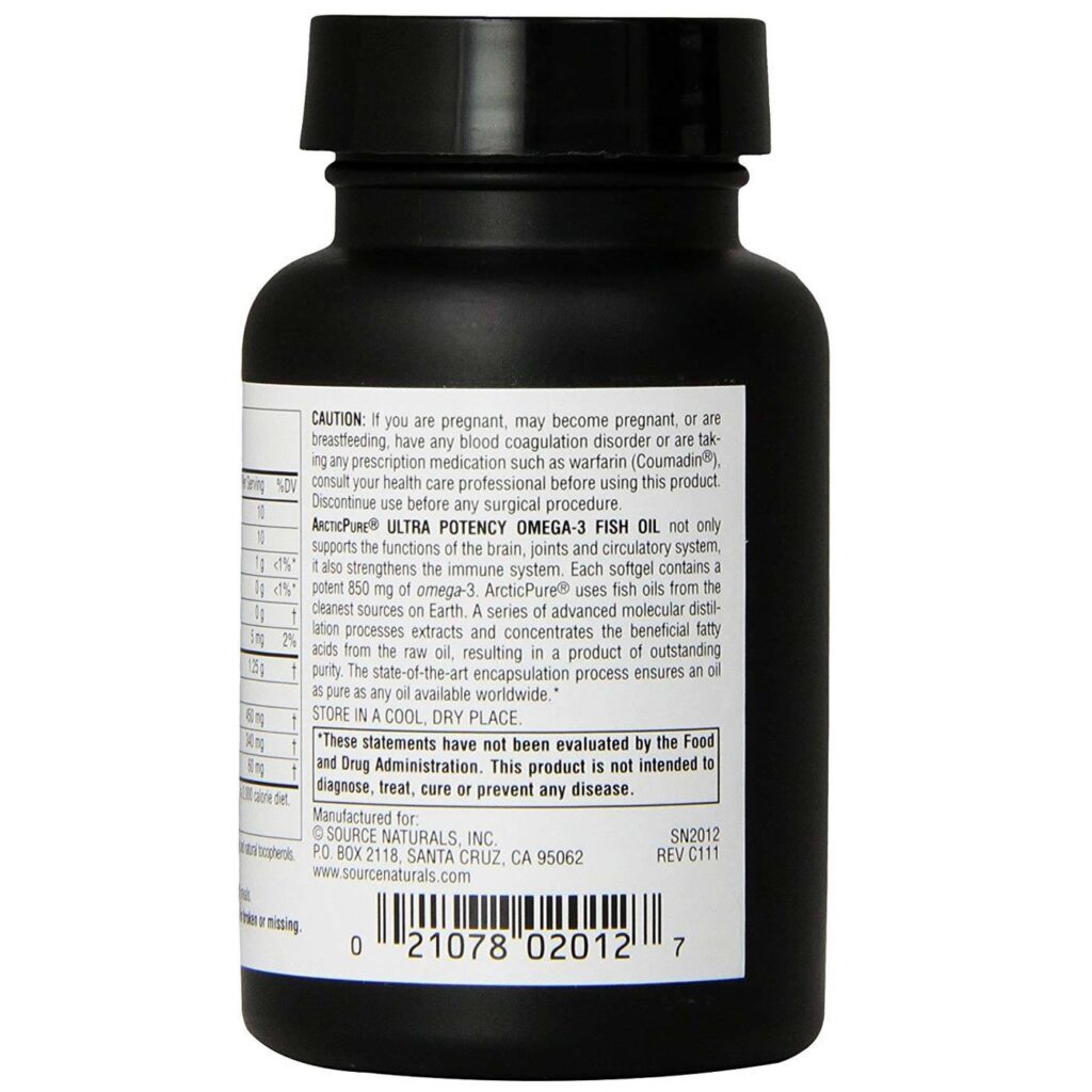 Source Naturals ArcticPure Ultra Potency Ômega-3 Óleo de Peixe - 850 mg - 30 Cápsulas Gel - Imagem 3