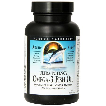 Source Naturals, Ômega-3 Óleo de Peixe ArcticPure Ultra Potente 850 mg - 60 Cápsulas em Gel