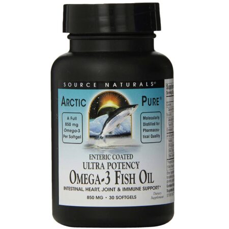 Source Naturals ArcticPure Ultra Potency Omega-3 Óleo de Peixe, Revestimento entérico - 850 mg - 30 Cápsulas em Gel