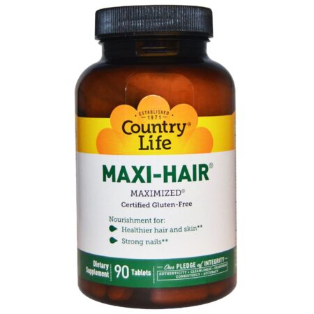 Country Life, Maxi-Hair Vitamina para o Cabelo - 90 Tabletes