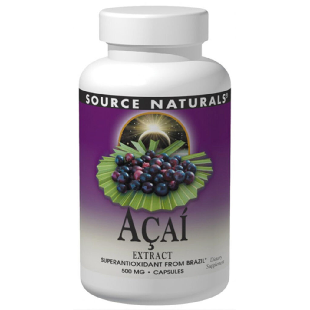 Source Naturals Extrato de Açai 500 mg - 60 Cápsulas Vegetarianas: Energia e Antioxidantes Naturais