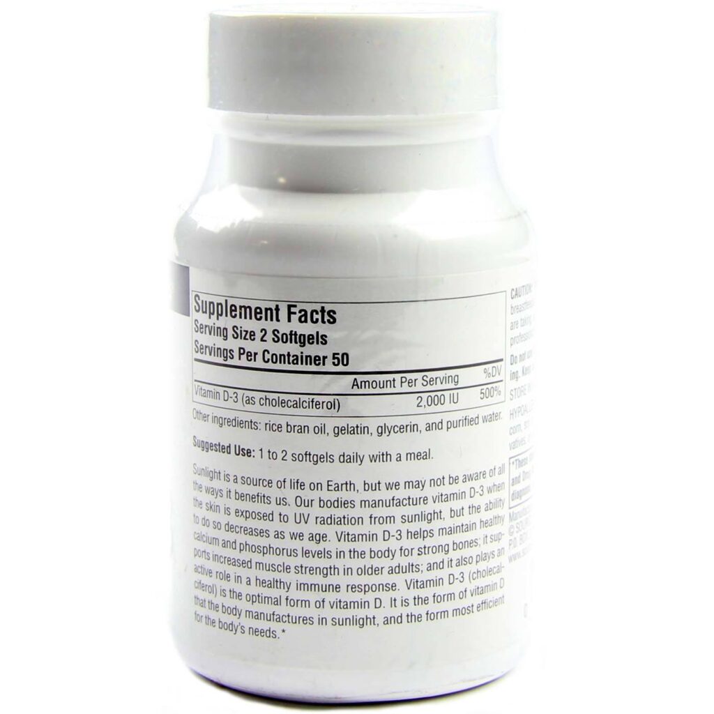 Source Naturals Vitamina D-3 1.000 UI - 100 Cápsulas em Gel: Energia e Bem-Estar Essenciais - Imagem 2