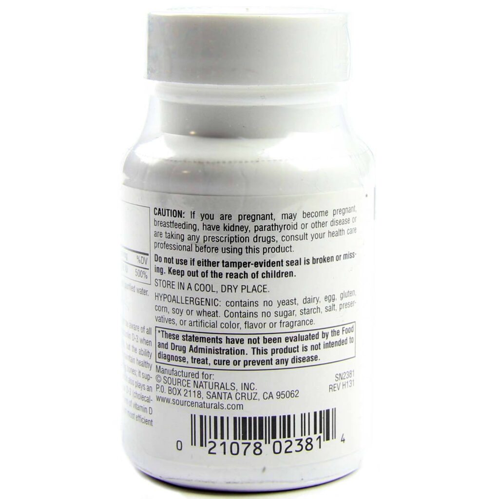 Source Naturals Vitamina D-3 1.000 UI - 100 Cápsulas em Gel: Energia e Bem-Estar Essenciais - Imagem 3