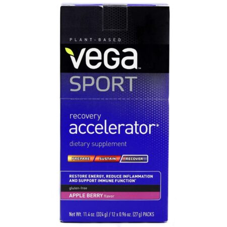 Recuperação Pós Treino Recovery Accelerator Vega Sport Apple Berry 12 Unidades 37 g cada