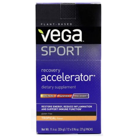 Recuperação Pós Treino Recovery Accelerator Vega Sport Tropical 12 Unidades 27 g cada