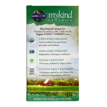 Garden of Life, mykind Orgânicos Cálcio Vegetal 800 mg - 180 Tabletes Vegano - Image 3