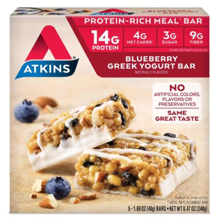 Atkins, Advantage Barra de Proteína, Blueberry Iogurte Grego - 5 Unidades