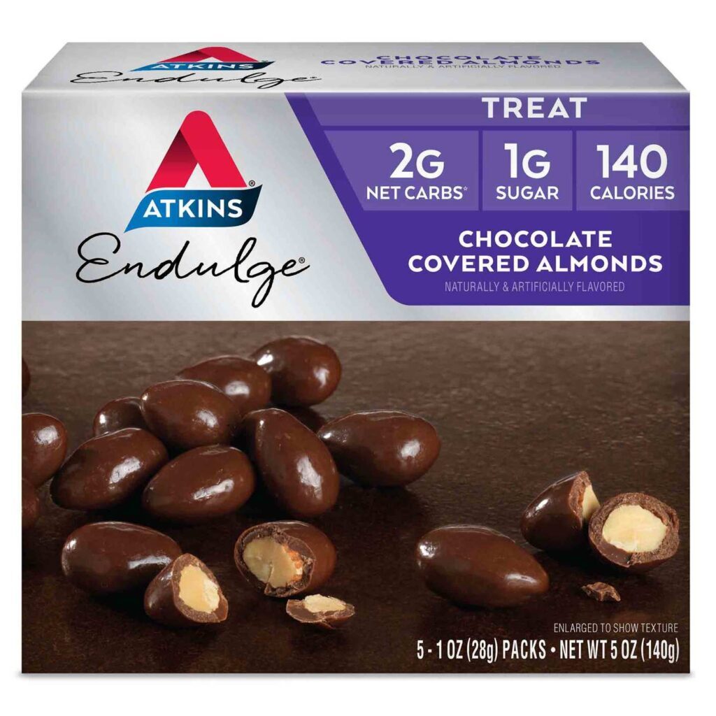 Atkins Endulge: 5 Pacotes Amêndoas Cobertas com Chocolate Zero Açúcar para o Brasil