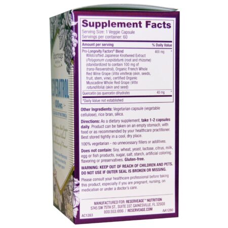 Reserveage Organics, Resveratrol - 100 mg - 60 Veggie Cápsulas - Image 2