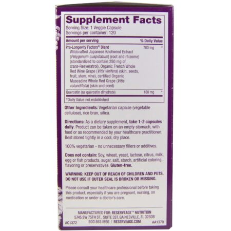 Reserveage Organics, Resveratrol - 250 mg - 120 Veggie Cápsulas - Image 2