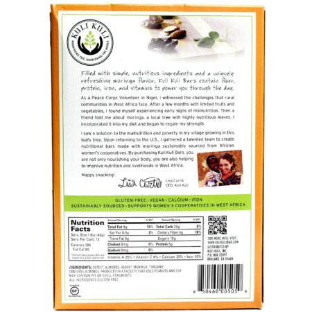 Kuli Kuli Moringa Superfood Barras, Amêndoa crocante - 12 - 1.6 oz Barras - Image 3