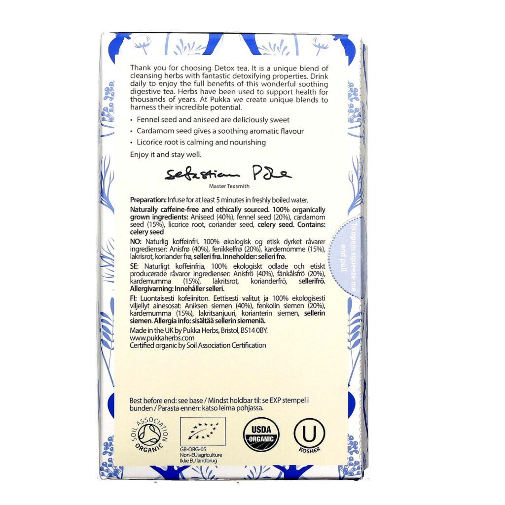 Pukka Herbal Teas Chá Orgânico Detox Purificante 20 Saquinhos - Bem-Estar Natural - Imagem 2