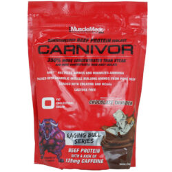 MuscleMeds Carnivor Raging Bull Series, Chocolate Thunder - 454g (1 lb) - Proteína Isolada da Carne