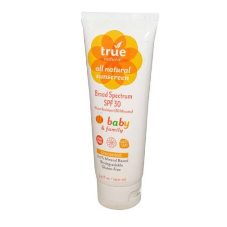 True Natural, Protetor Solar de Amplo Espectro Para Bebês Toda a Família, FPS 30 - 100 ml (3.4 oz)