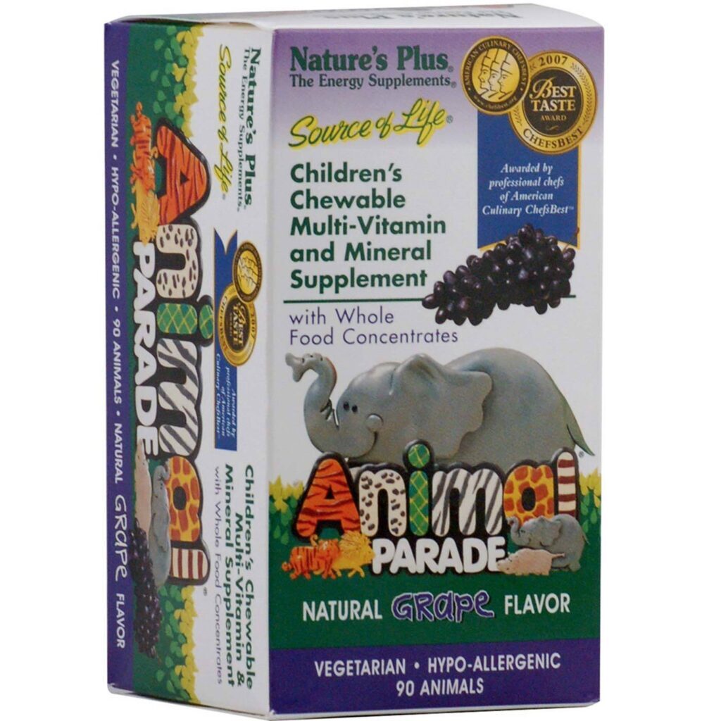 Nature's Plus Animal Parade Multivitamínico Infantil 90 Tabletes Mastigáveis Sabor Frutas