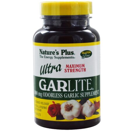 Nature's Plus, Ultra Garlite® de 1000 mg - 90 Tabletes de Libertação Sustentada