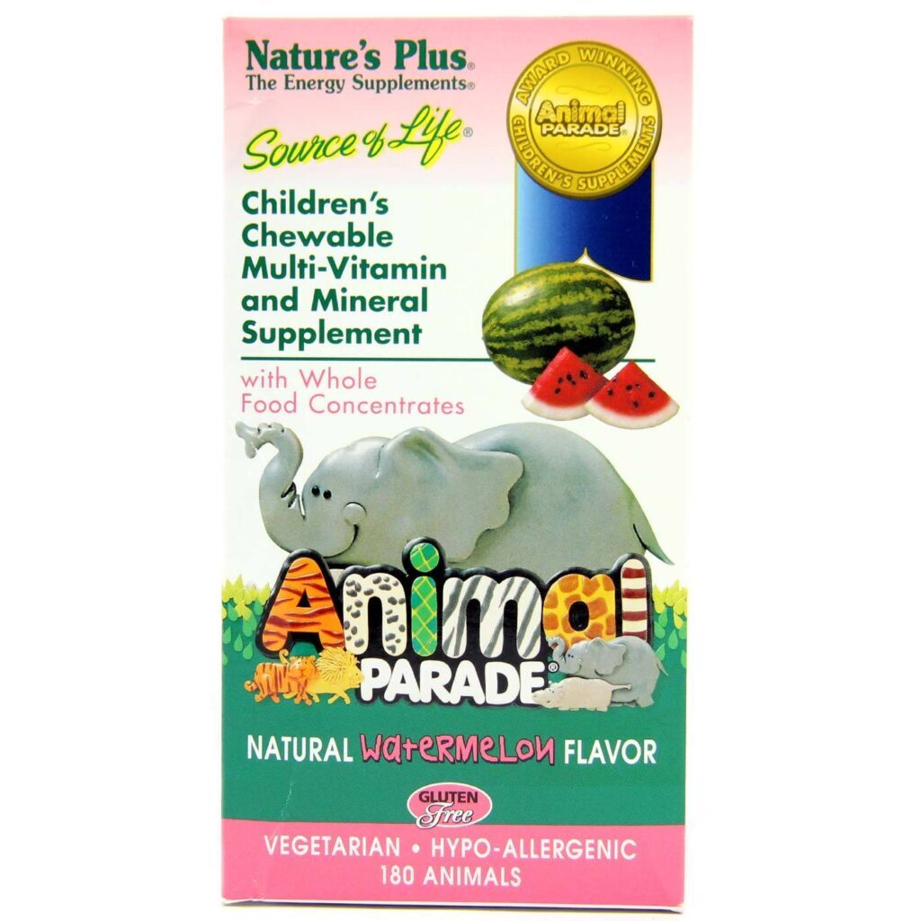 Nature's Plus Animal Parade Melancia Múltipla 180 Mastigáveis - Vitalidade Infantil