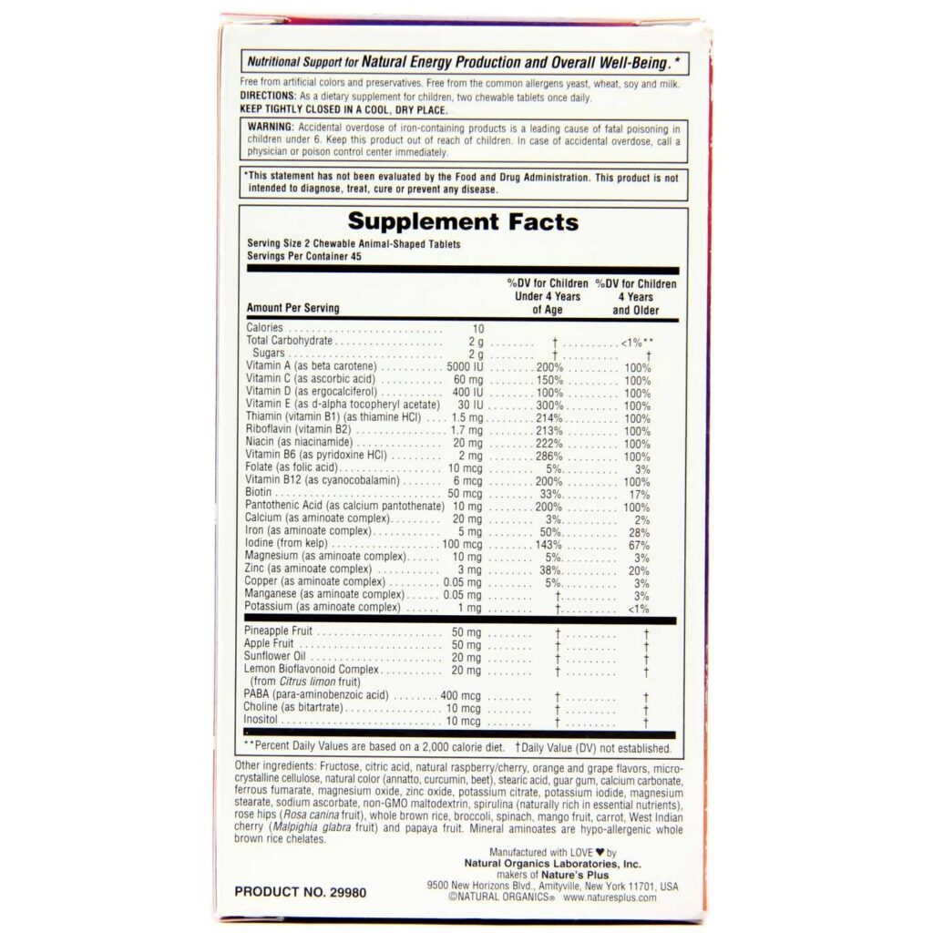 Nature's Plus Animal Parade Multivitamínico 90 Gomas Mastigáveis - Essencial para Crianças - Imagem 2