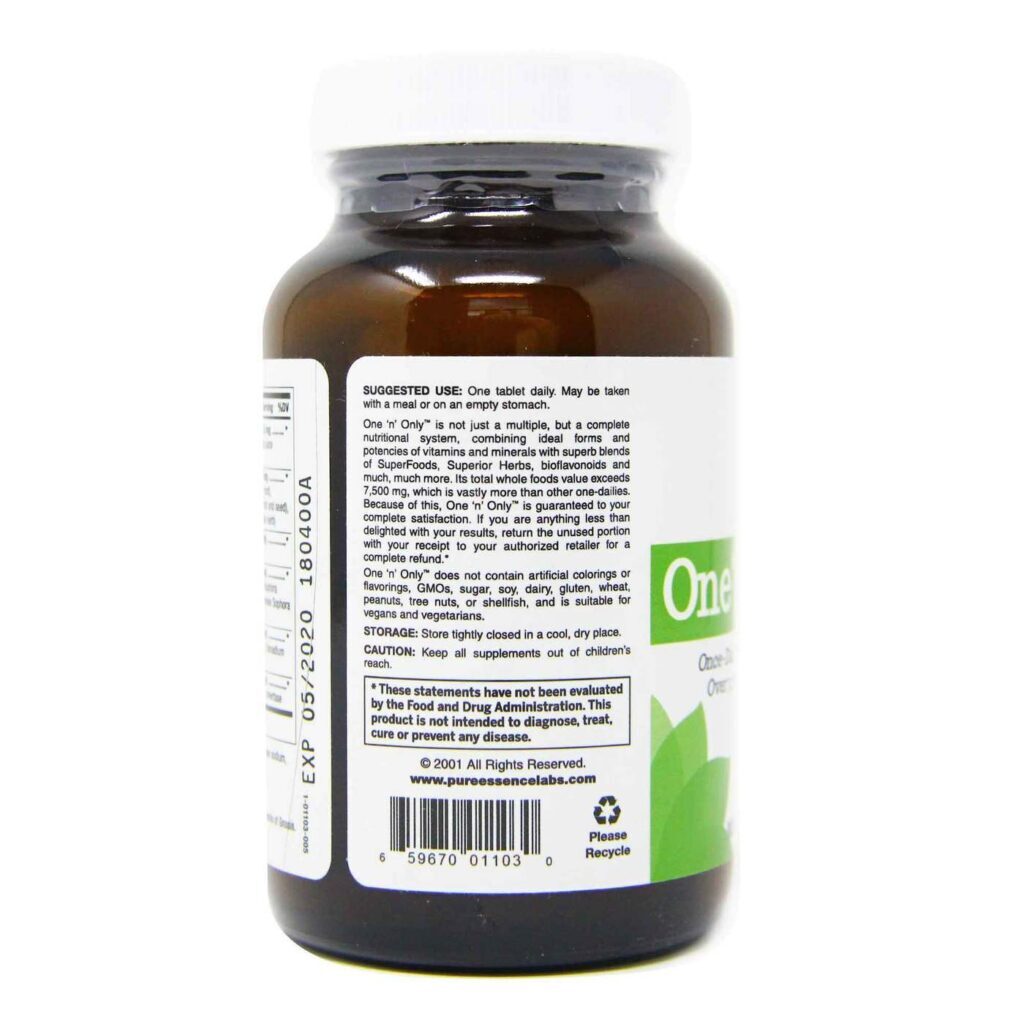 Pure Essence Labs One 'n' Only Multivitamínico Diário 30 Tabletes - Vitalidade e Bem-Estar - Imagem 2