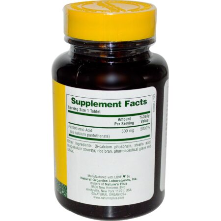 Nature's Plus, Ácido Pantotênico 500 mg - 90 Tabletes - Image 2