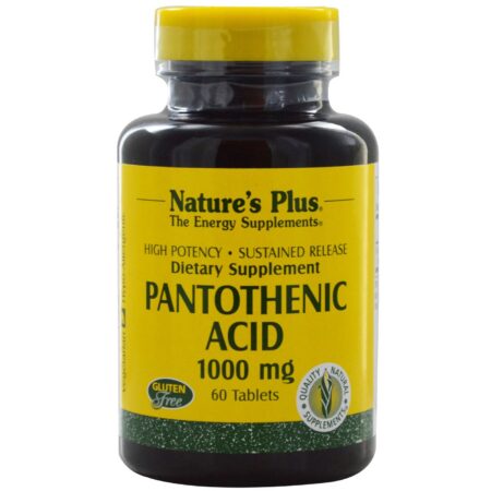 Nature's Plus, Ácido pantotênico 1000 mg - Libertação Prolongada - 60 Comprimidos