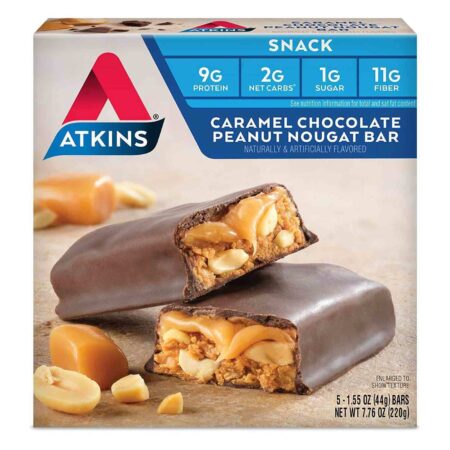 Atkins - Barra de Caramelo, Chocolate e Amendoim - 5 unidades