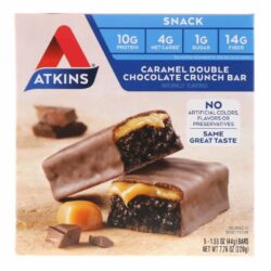 Atkins Barra de Proteína Caramelo e Duplo Chocolate - 5 Barras: Lanche Low Carb e Saboroso