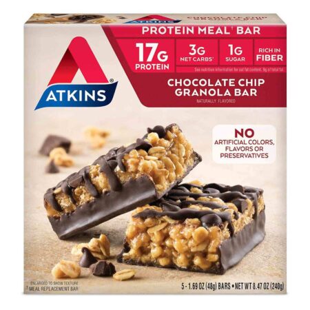 Atkins, Barra de Cereal para Lanches - Chocolate Granola - 5 Barras