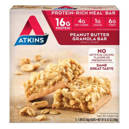 Atkins, Barras Nutricionais Advantage, Manteiga de Amendoim e Granola - 5 Barras