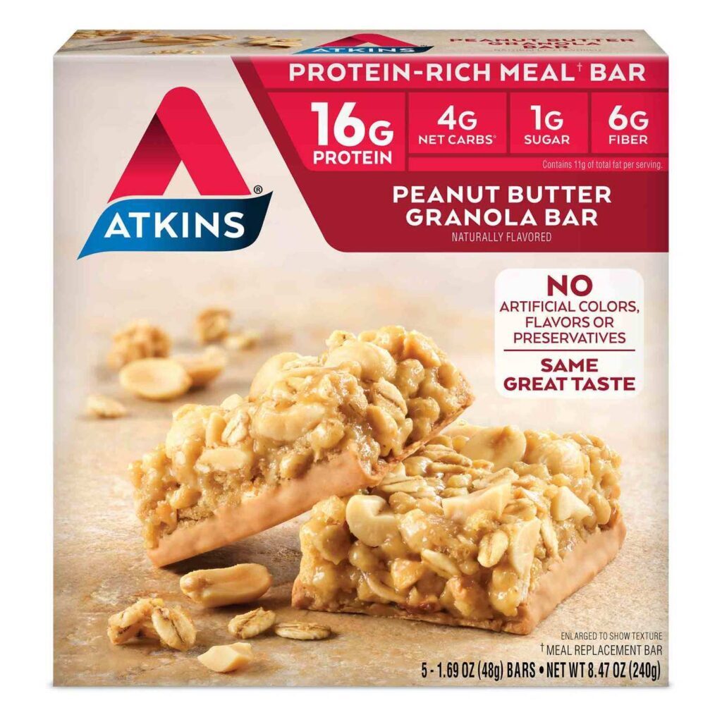 Atkins Barras Nutricionais Advantage Manteiga de Amendoim e Granola 5 Barras