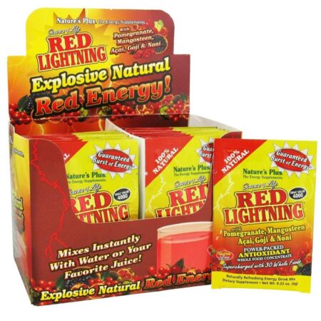 Nature's Plus, Red Lightning® Suplemento Energético - 20 pacotes