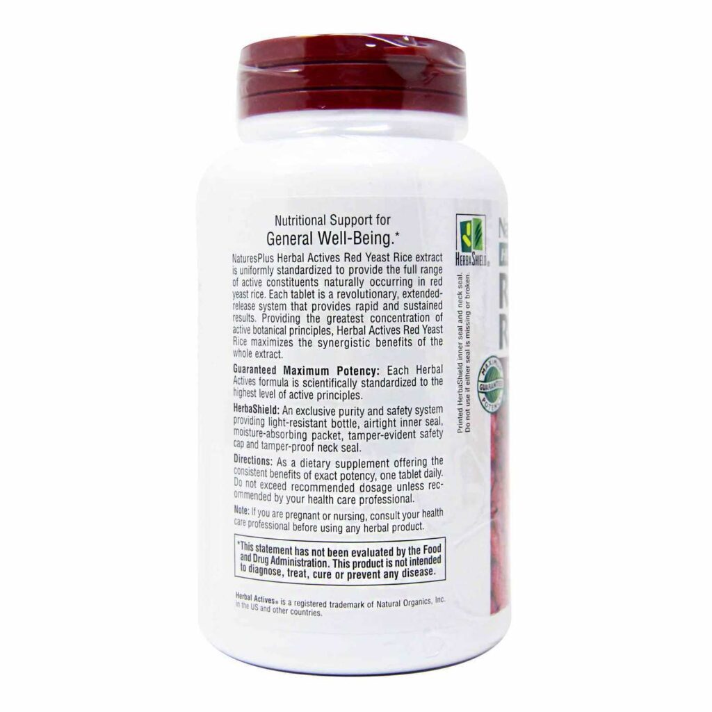 Nature's Plus Levedura de Arroz Vermelho - 60 Tabletes: Saúde Cardiovascular e Controle de Colesterol - Imagem 3