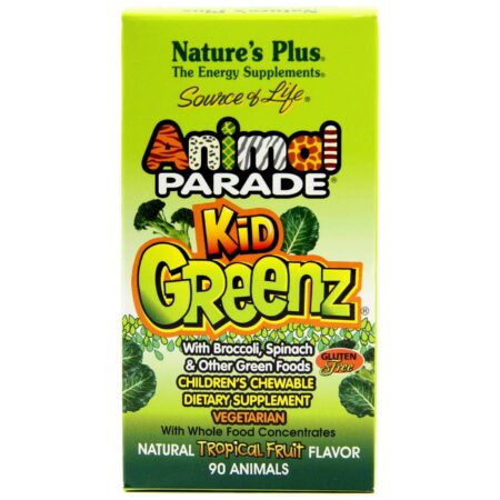 Nature's Plus, Animal Parade KidGreenz® Suplemento Vegetariano - 90 Mastigáveis