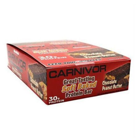 MuscleMeds, Barras de Proteínas Carnivor - Manteiga de amendoim e Chocolate - 12 Barras com 3.2 oz cada