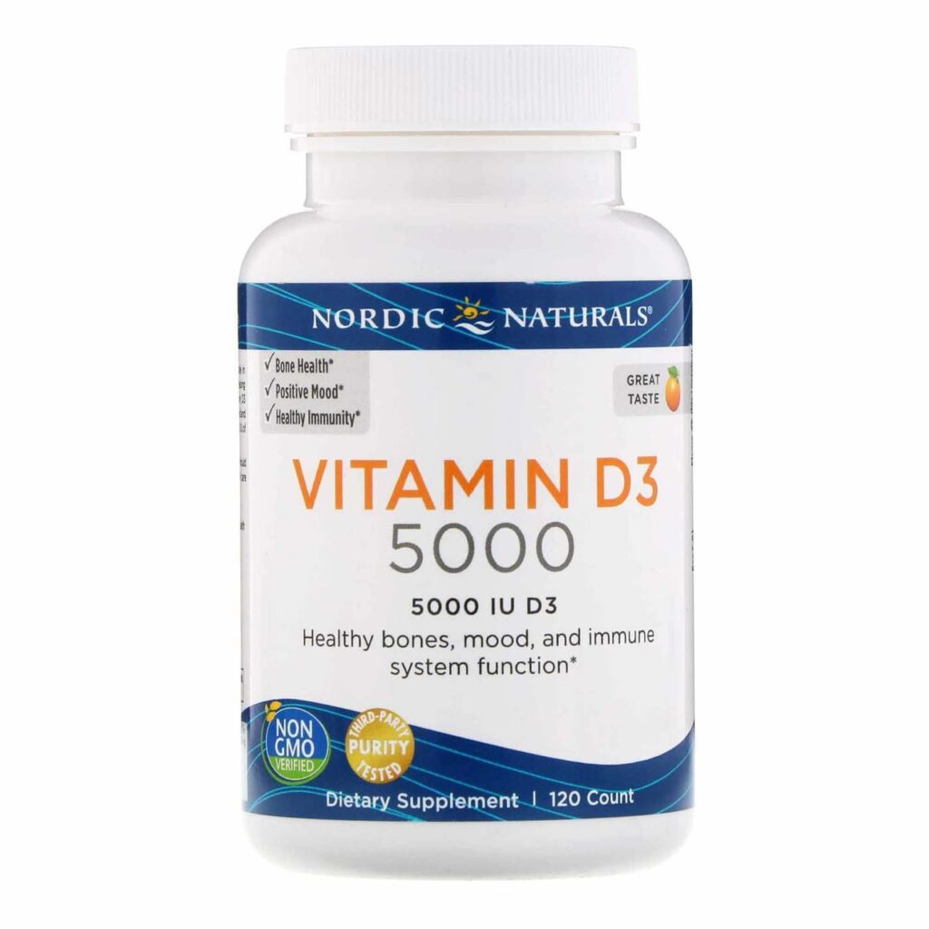 Nordic Naturals Vitamina D3 5000 UI Sabor Laranja 120 Cápsulas Gel