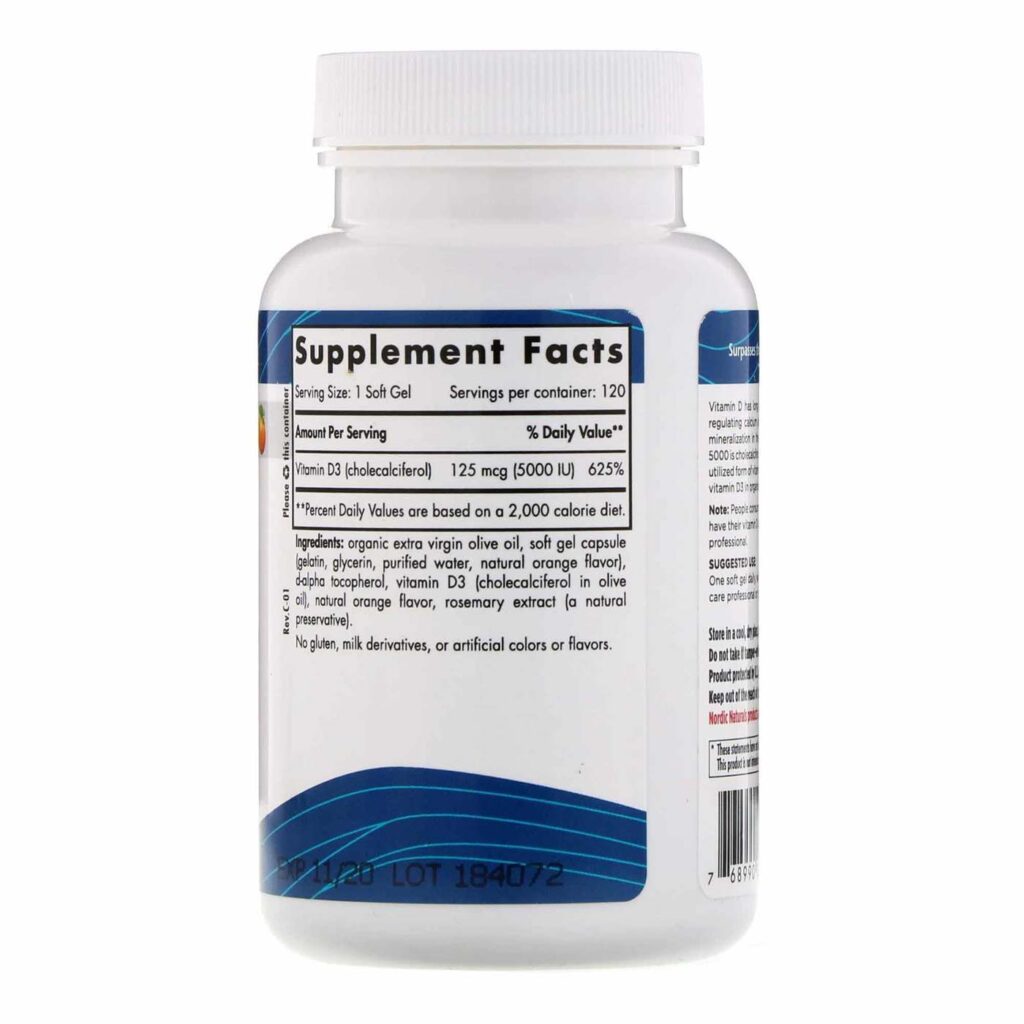 Nordic Naturals Vitamina D3 5000 UI Sabor Laranja 120 Cápsulas Gel - Imagem 2