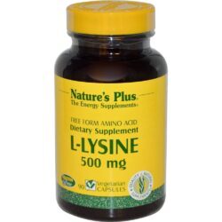 Nature's Plus L-Lisina 500 mg 90 Cápsulas Vegetarianas para Imunidade e Saúde