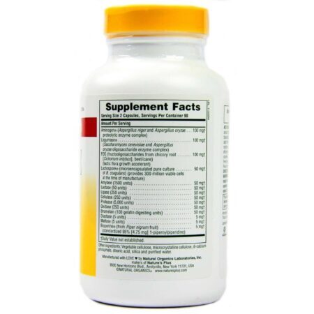 Nature's Plus Acti-Zyme 180 Cápsulas Vegetarianas: Potencialize Sua Digestão - Imagem 2