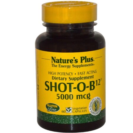 Nature's Plus, Shot-O-B12 5000 mcg - 60 Cápsulas Vegetarianas