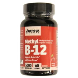 Metil B-12 5000 mcg Jarrow Formulas - 60 Pastilhas para Energia e Neurotransmissão