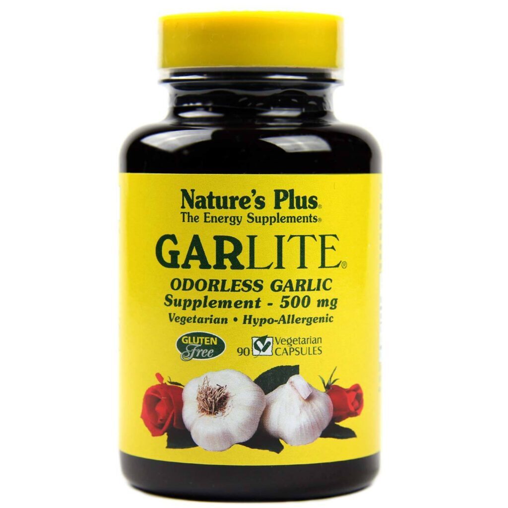 Nature's Plus Garlite® Suplemento de Alho - 90 Cápsulas Vegetarianas para Bem-Estar