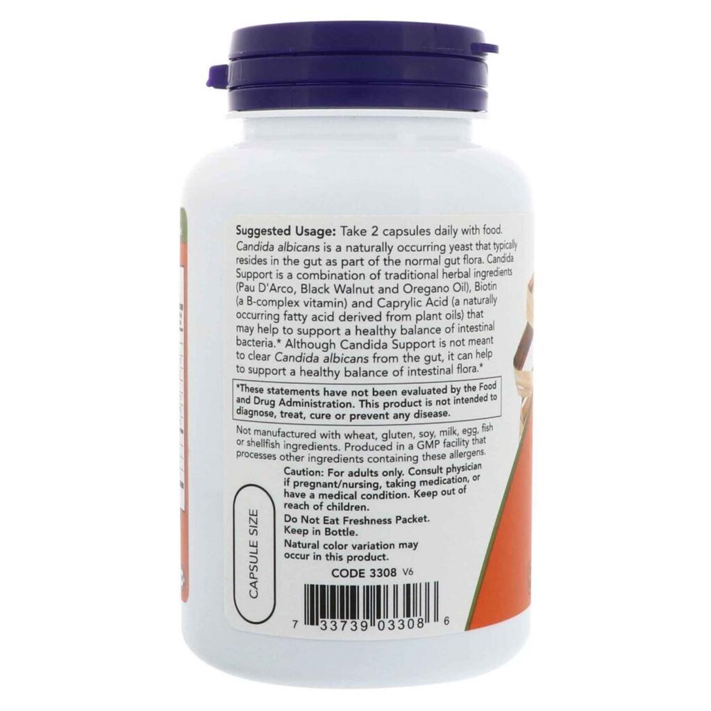 Now Foods Auxílio da Cândida - 90 Cápsulas Vegetarianas: Equilíbrio e Bem-Estar Intestinal - Imagem 3