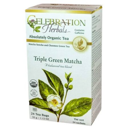 Celebration Herbals, Chá Triplo Verde Matcha - 24 Saquinhos de Chá