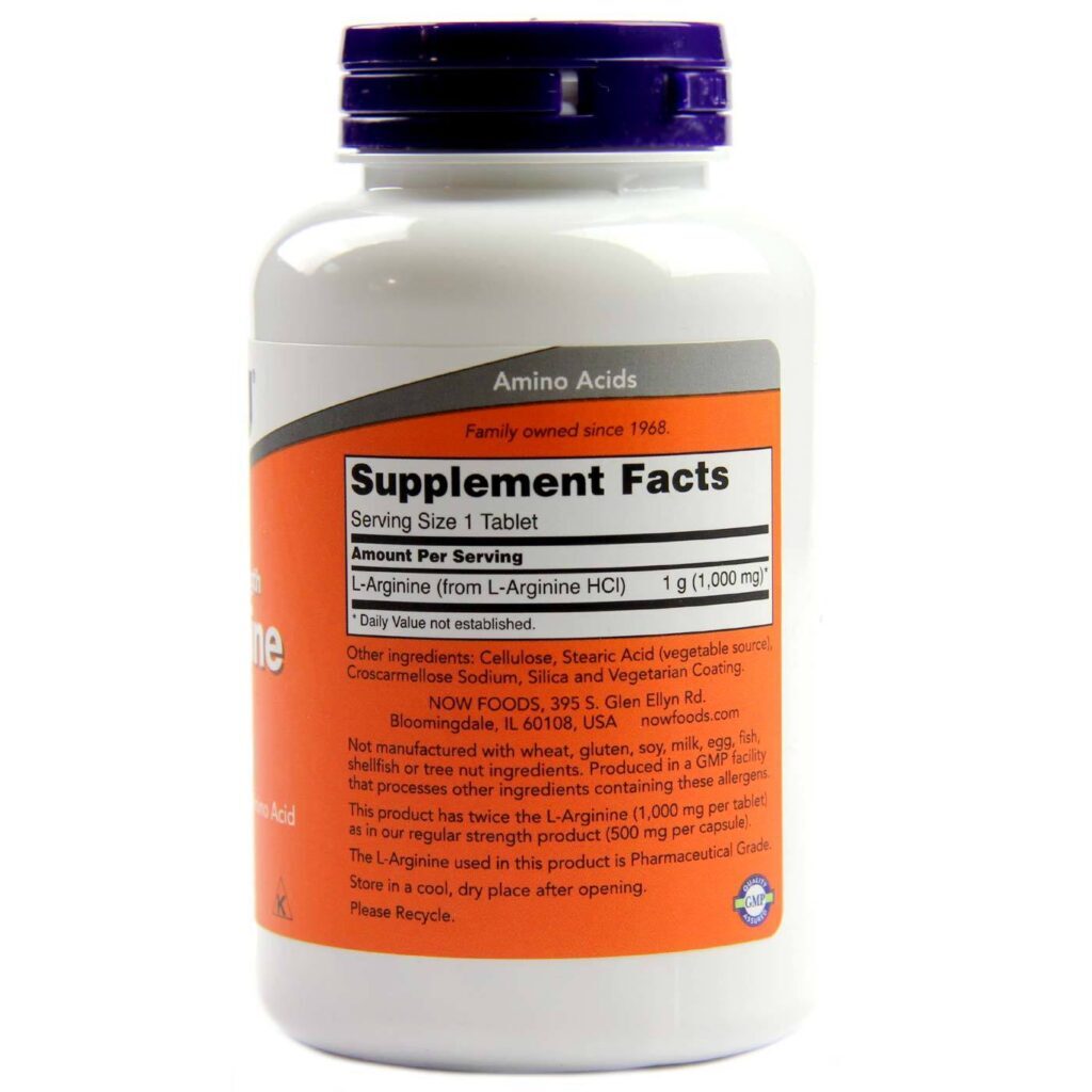 Now Foods L-Arginina 1000mg - 120 Tabletes: Energia e Desempenho para Você no Brasil - Imagem 2