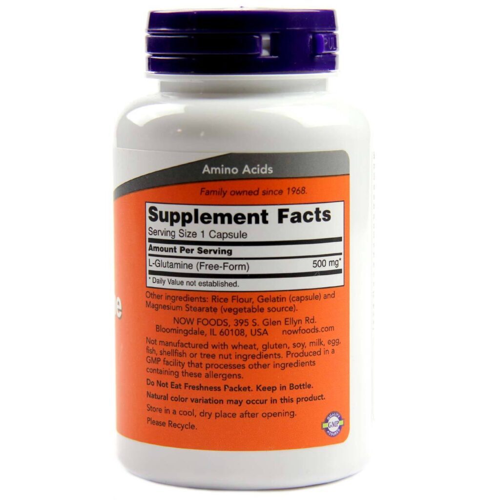Now Foods L-Glutamina 500 mg - 120 Cápsulas: Suporte para Recuperação Muscular e Saúde Intestinal - Imagem 2