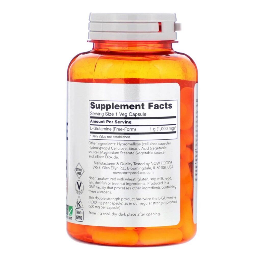 Now Foods L-Glutamina 1000 mg - 120 Cápsulas: Energia e Recuperação Muscular para Você no Brasil - Imagem 3