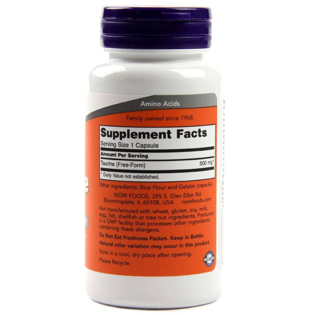 Taurina 500 mg Now Foods 100 Cápsulas: Energia e Bem-Estar - Imagem 2