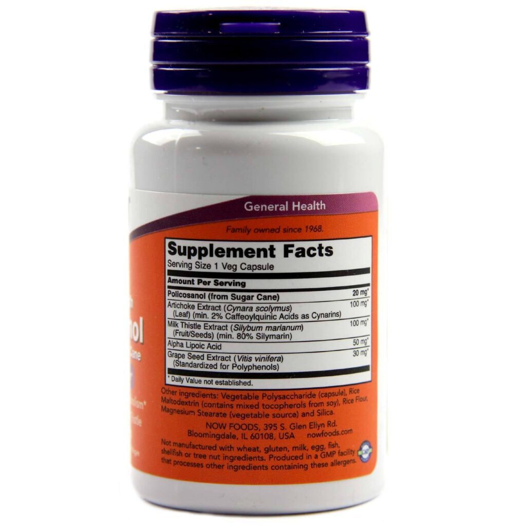 Now Foods Policosanol 20mg da Cana de Açúcar - 90 Cápsulas Vegetarianas - Imagem 2