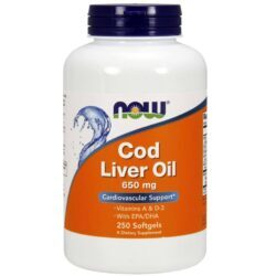 Óleo de Fígado de Bacalhau Now Foods 650 mg - 250 Cápsulas em Gel: Saúde Essencial