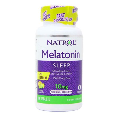 Natrol Melatonina, Mistura de frutas cítricas - 10 mg - 60 Tabletes de Dissolução Rápida